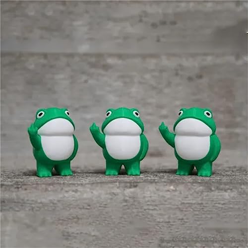 Jxueych Rebellische Froschfigur, Frosch Gartenstatue, hoch 8,4 cm, niedlicher Mini-Frosch für Feengartendekoration, Happy Frog Figuren Outdoor Tischdekoration – Bild 4