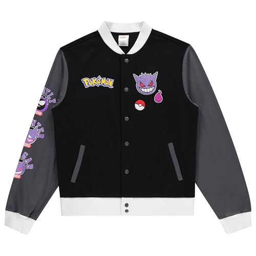 Pokemon Gengar Snap Varsity Jacket for Men - Adults Letterman Jacket with Embroidered Patches - Stylish Snap Button Jackets2