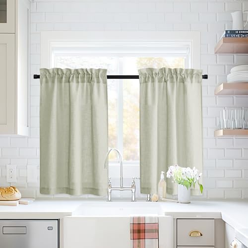Cortinas cortas para ventana de baño que filtran la luz y dan privacidad 3
