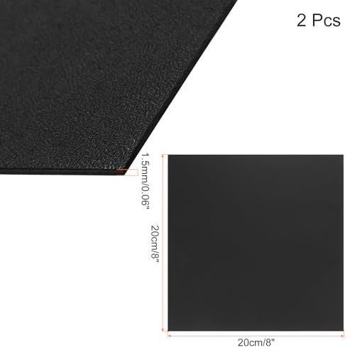 Image of ABS Plastic Sheet 8 x 8 Inch,Flexible Plastic Sheets 1 /16 Inch Thick Thermoplastic Sheet with Leather Texture Black for DIY Crafts Decors 2Pcs