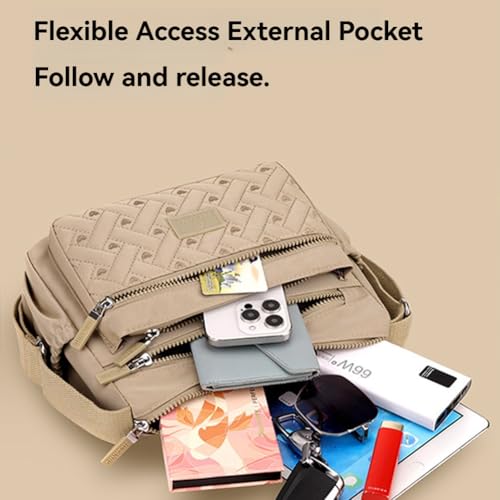 Apparenth Crossbody Bag, Large Capacity Waterproof Nylon Shoulder Messenger Bag, Multi Pocket Crossbody Bag4