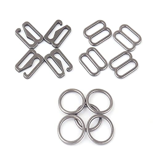 10Mm Gunmetal Metal Slider G Hook And Strap O Ring Adjusters Bra Buckle Making Lingerie Bikini Swimwear Colthing Accessories Diy (Gunmetal 20Sets) #TOP3