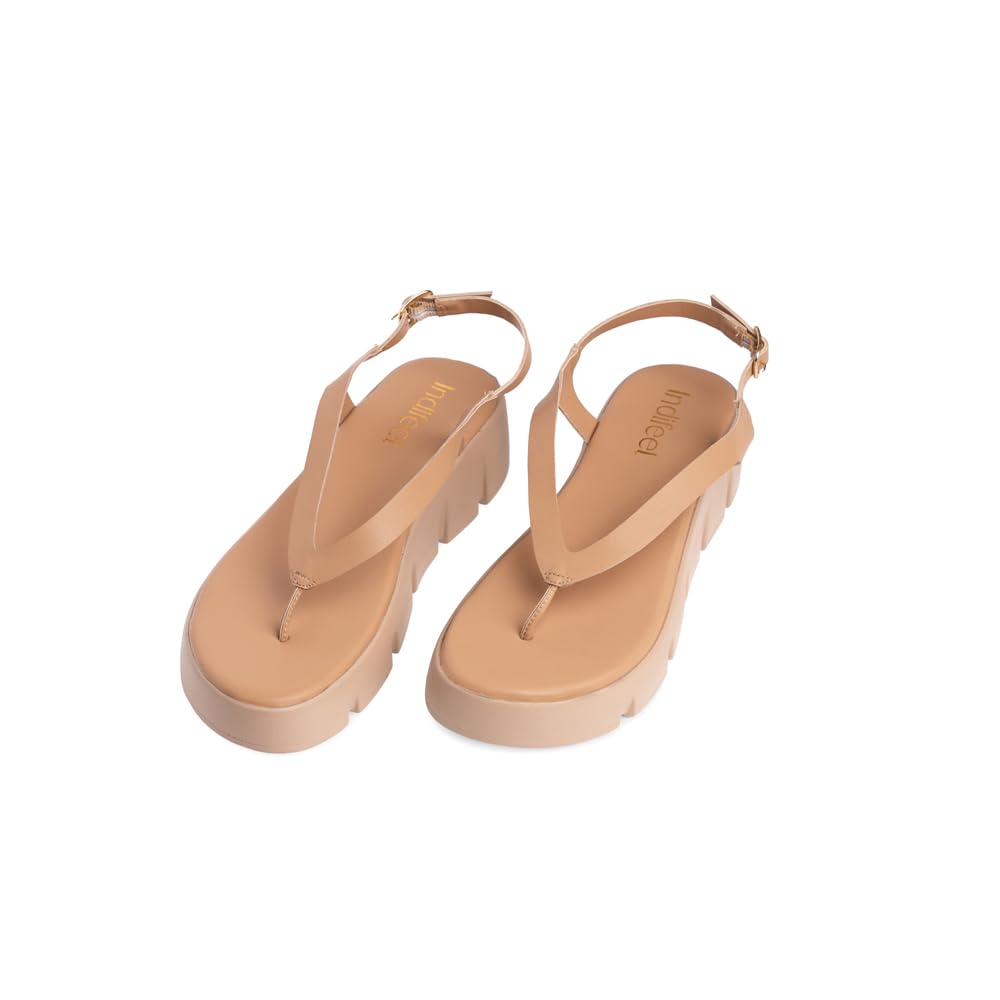 Indifeet - platform heel sandals for women, girls stylish latest heels flatforms, ladies comfortable flatfrorm wedges, womens daily use chunky flatform sandal, woman platform chappal, beige (B0D66HF7TK) Amazon Price History, Amazon Price Tracker