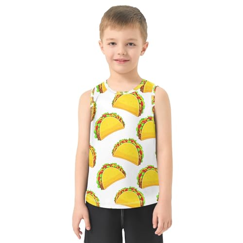 J JOYSAY Cartoon Taco Food White Boys Tank Top Sleeveless Muscle Shirts Quick Dry Kids T-Shirts 3-15T2