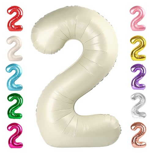 Image of 2 Balloon Numbers Birthday Decorations, 40In Cream Balloons for Men Women | Eye-catching Appearance, Perfect Decorative Centerpieces, Convenient Self-sealing Structure, Widely for Various Occasions