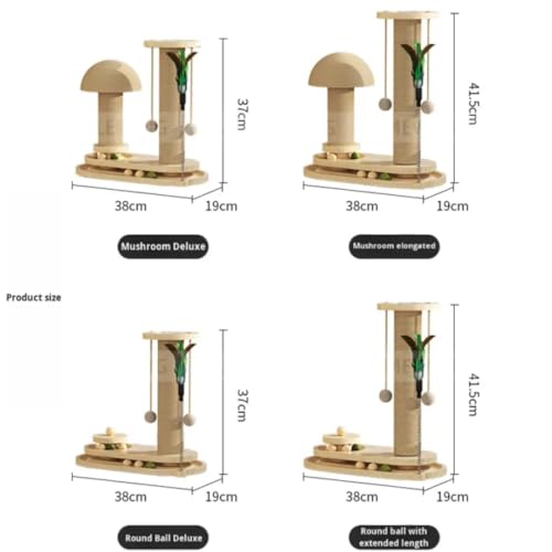 Image of Solid Pine Wood Cat Toy Scratching Post Tower with Roller Ball Track, Catnip Balls & Feather Teaser - 2-Level Sisal Cat Scratcher Activity Tower for Indoor Cats- Double Tower