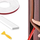 YUNHE 隙間テープ 高密度シリコーンゴム素材 隙間パッキン 防音テープ ゴムパッキン ドア隙間テープ 長さ6M 防音パッキン ドア 窓 気密 断熱 騒音軽減 すきま風防止 粘着テープ付き プラスチックヘラ付属(ホワイト, 幅9mm*厚さ2mm*長さ6M)