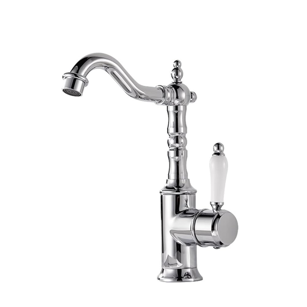 High Arc Kitchen Sink Mixer Tap, Antique Brass Single Lever 360° Swivel Commercial Faucet, 1 Hole Design
