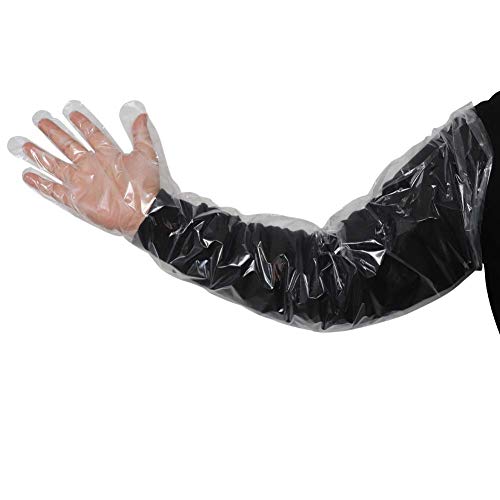 M.Z.A 50PCS Disposable Long Arm Glove Veterinary Pregnancy Examination Artificial Insemination Gloves for Dogs Cattle Horse (White)