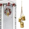 Christmas bells for decorativevintage large gold cow bells and rustic lucky xmas bells hanging on a ropeiron3 piece set of christmas indoor and outdoor blessing bells  urban country home decor