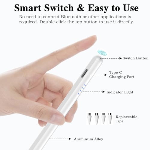 Android Stylus Pens for Touch Screens High Precision&Sensitivity Magnetic Type-C Tablet Stylus Suit with Samsung/Huawei/Lenovo/Mi/Vivo/Switch and Other Android Smartphone and Tablet Device - White - image 5