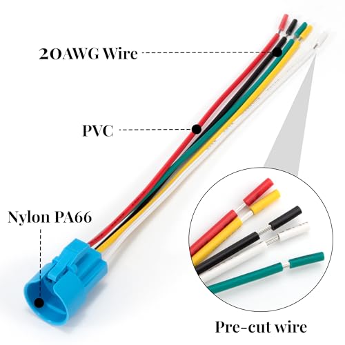 GUNGY Druckschalter Verbindungskabel 19mm Taster Schalter Wasserdicht Buchse 12V-24V 3A Taster Draht Druckknopfschalter 5 Pin Steckdose 5 Stück