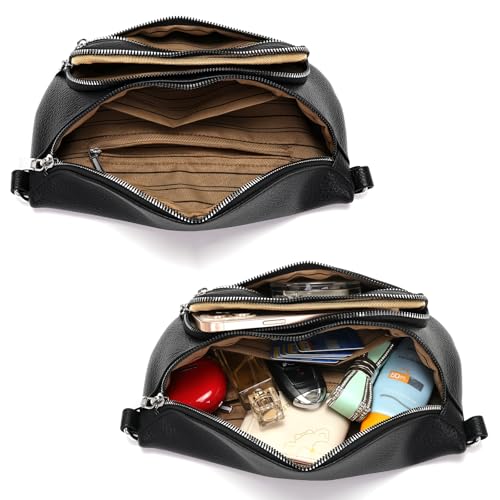 Sasrymnl kleine bauchtasche damen Schwarz umhängetasche damen klein gürteltasche Veganes Leder brusttasche handtasche crossbody bag