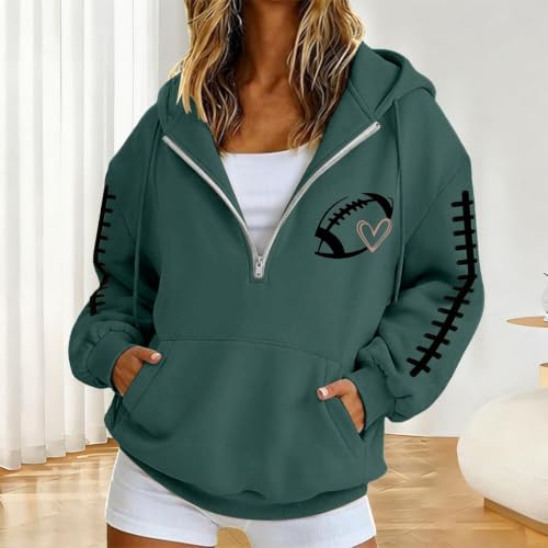 SdGgsgv Womens 1/4 Zip Pullover Game Day Soccer Oversized Fleece Hoodies - image 2