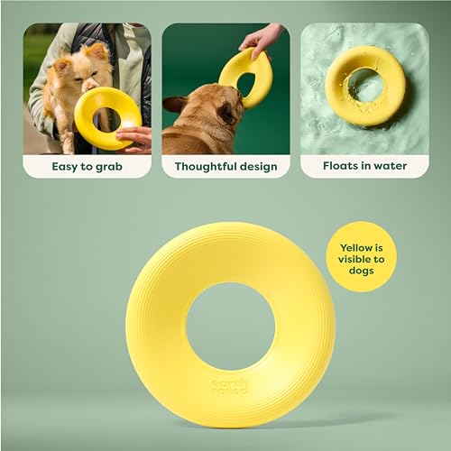 Earth Rated Flying Disc Dog Toy, Interactive Flying Saucer Toy for Adult and Puppy Dogs, Floats in Water, Small, Yellow Earth Rated Flying Disc Dog Toy, Interactive Flying Saucer Toy for Adult and Puppy Dogs, Floats in Water, Small, Yellow