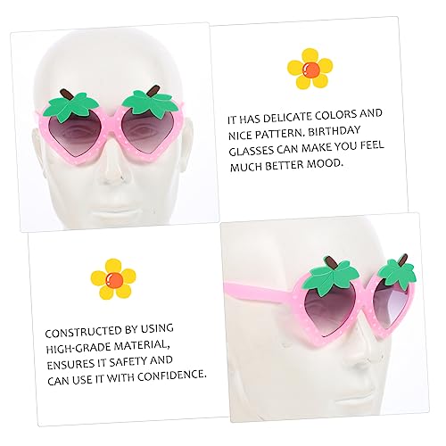 VANZACK Unique Strawberry Shaped Sunglasses for Boys and Girls 4 Pieces Toddler Strawberry Sunes Girls' Fashion Safe and Comfortable2