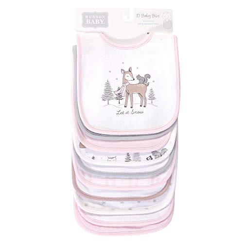 Image of Hudson Baby Unisex Baby Cotton Bibs, Winter Forest, One Size