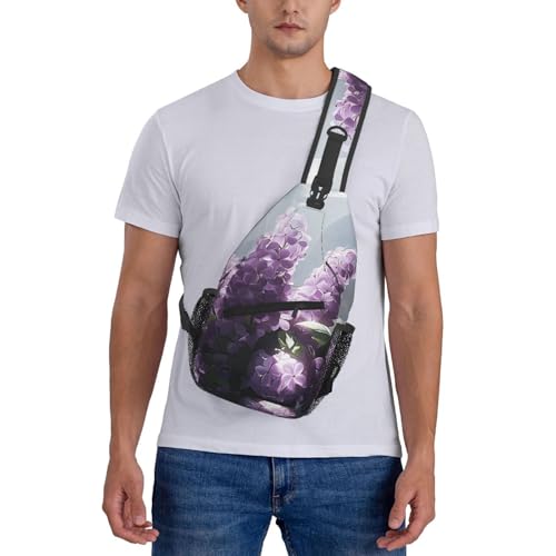 Bolso bandolera cruzado con flores violetas y patrón floral miniatura 7