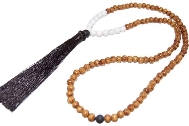 Mala de lithothérapie et guérison LKBEADS avec perles de howlite pour l'apaisement du corps