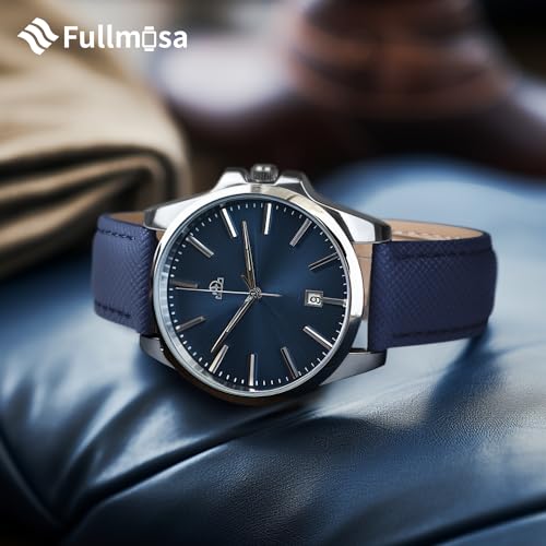 Image of Fullmosa Cross Leather Replacement Watch Strap 20mm Compatible for Samsung Galaxy Watch 5 40mm 44mm /Pro 45mm /Watch 4 40mm 44mm /Classic 46mm 42mm(2021) - Dark Blue+Silver Buckle