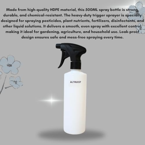 Image of ALTRUIST 500ml Heavy Duty Sprayer | Chemical Resistant Trigger Spray Bottle | Ideal for Pesticides, Plant Nutrients & Gardening | Pack of 2