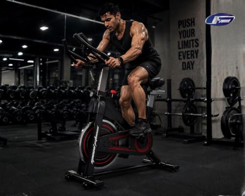 Image of SF-550 Spin Bike for Home Gym | Indoor Exercise Cycle with Belt Drive, Manual Resistance, LCD Monitor, Adjustable Seat & Handlebar | Stationary Fitness Bike | Max User Weight 120 kg