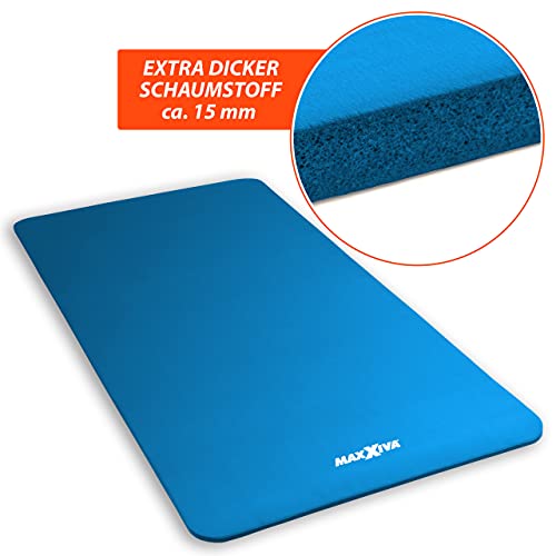 MAXXIVA Gymnastikmatte Fitnessmatte Blau Yogamatte 190x100x1,5 cm Schadstofffrei extrabreit inklusive Tragegurt