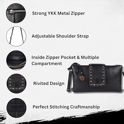 9.5 inch Genuine Italian Leather Boho Studded Crossbody Sling Bag - Stylish, Durable, & Perfect for Everyday Use for women2