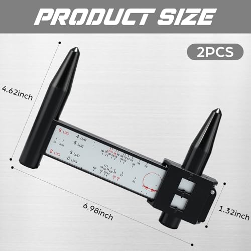 Image of Kingdder 2 Pcs Wheel Stud Rim Bolt Pattern Measuring Tool PCD Ruler Wheel PCD Gauge Lug Bolt Pattern Gauge for 4 5 6 8 Holes Sliding Caliper