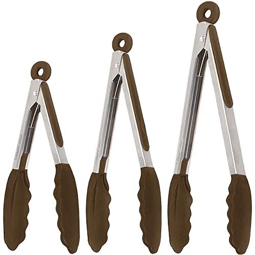 Brown Silicone Tongs Set - 7