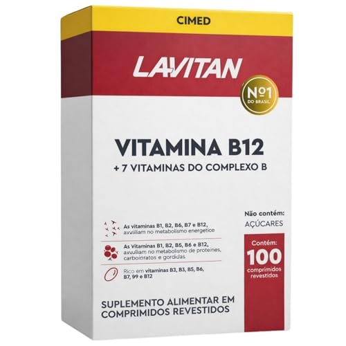 Lavitan Vitamina B12 Suplemento Complexo B Completo Vitaminas B1 B2 B3 B5 B6 B7 B9 Adulto ...