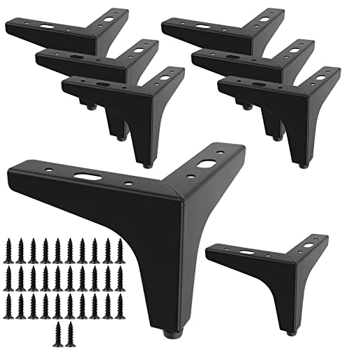 KOHAND Paquete de 8 Patas Triangulares de 10 cm, Patas de sofá Modernas de Metal, Patas de gabinete Modernas, para armarios de TV, cajones, sofá, Mesa de té, Negro