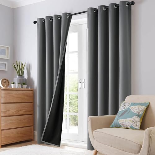 Image of Galaxy Home Decor Premium True Blackout Curtains for Window 4 Feet Long 100% Light Block | Thermal & Noise Insulation | Black Back Coating | Pack of 1 | Grey