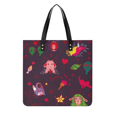 Sac a main extraterrestres lapin licorne grand tote bag de voyage