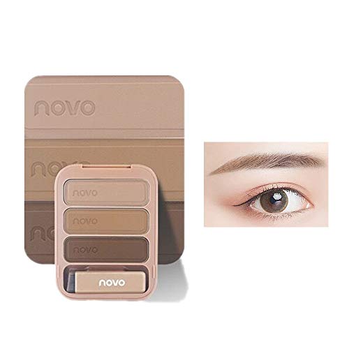 Juego de paleta de polvos para cejas de 3 colores, fácil de colorear, resistente al agua, de larga duración, con pincel y espejo (01# marrón claro) Cover