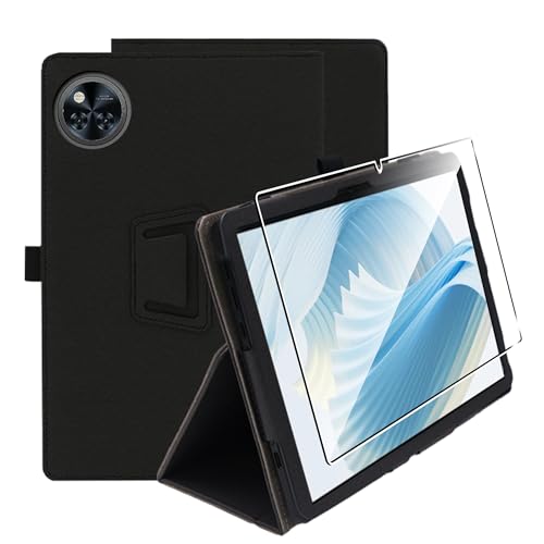 Coque Tablette Doogee U11 / U11 Pro et Teclast P50T, Étui Noir en PU avec Verre Trempé