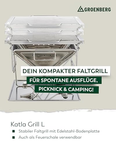 Groenberg Camping Grill Katla L Faltgrill Holz Kohle Faltbar Outdoor Edelstahl