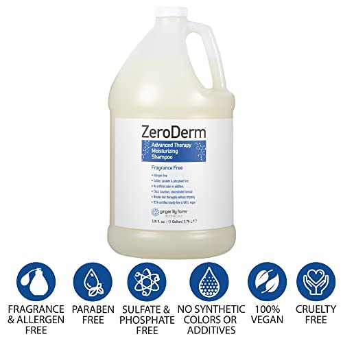 Ginger Lily Farms Botanicals Zeroderm Advanced Therapy Moisturizing Shampoo For All Hair Types, 100% Vegan & Cruelty-Free, Fragrance Free, 1 Gallon (128 Fl. Oz.) Refill #TOP2