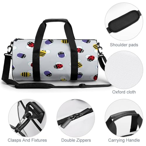 Sac de voyage imprimé abeille coccinelle format duffel 45cm - 5