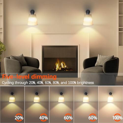 Image of Battery Operated Wall Sconce Set of 2,Gold Rechargeable Wall Lights with Lampshade Dimmable RGB Bulbs and Remote,15 Colors Wireless Wall Lamps for Bedroom Living Room (Black)