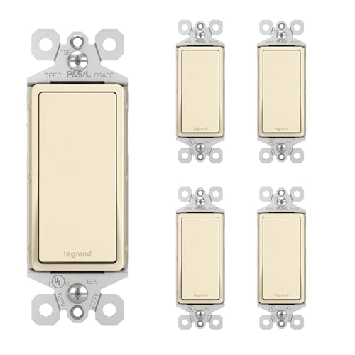 Legrand radiant TM873LACP4 15 Amp Rocker Wall Switch, 3-Way Decorator Light Switches, Light Almond (5 Pack) by Pass & Seymour - Used condition - US$9.57