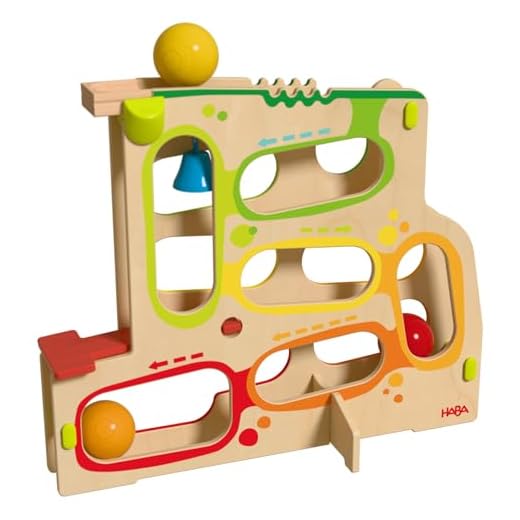 HABA Stand-Kugelbahn Kullerrum – Kugelbahn für Kinder ab 1 Jahr – mit 3 großen Kugeln und interaktiven Elementen, kombinierbar mit Allen Kullerbü-Bahnen – 2012251001