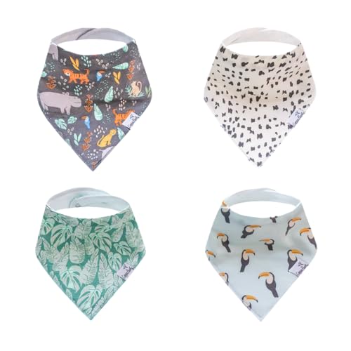 Image of Copper Pearl 4 Pack Soft Cotton Baby Bibs for Drooling and Teething, Absorbent Drool Bibs for Baby Girl and Boy, Adjustable to Fit Newborns to Toddlers, Tons of Styles (Bengal)