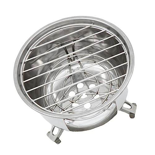 Totority Compact Round Camping Grill Portable Bbq Stove Small Stainless Barbecue Perfect for Outdoor Activities