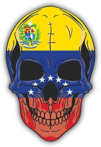 Calcomanía de vinilo con bandera de calavera de Venezuela, impermeable, 5 pulgadas