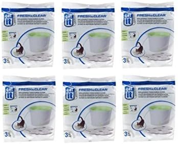 Catit Replacement 3 Pack Carbon & Foam Cartridge for Fresh & Clear Water Fountain (6-Pack)
