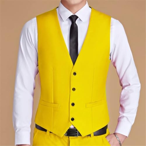 Men’S V-Neck Tweed Vest Single Button Slim Fit Business Formal Sleeveless Waistcoat For Wedding4