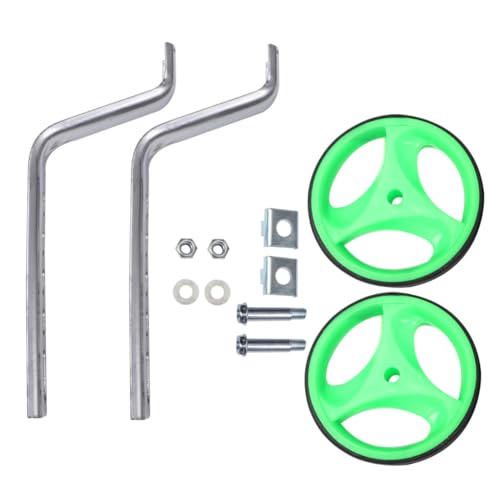 Set de ruedas de entrenamiento para bicicleta con ruedas auxiliares parpadeantes silenciosas y soporte de 12 pulgadas, accesorio estabilizador de equilibrio para bicicleta verde para niños miniatura 1