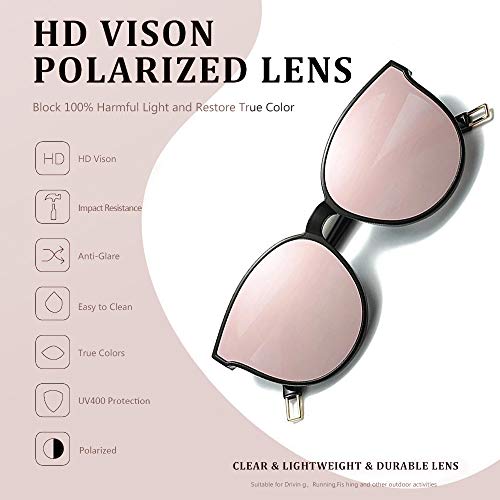 Polarized Oversized Sunglasses for Women Men Trendy Cateye Sun Glassses Retro Large Frame Shades Black3