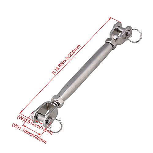 2 piezas Tensor para cable de acero con cuerpo cerrado europeo M10 de acero inoxidable miniatura 4